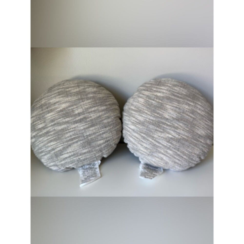 Threshold Toss Pillow Set Of 2 Round 16in Woven Cotton Slub Blue/Gray Gold